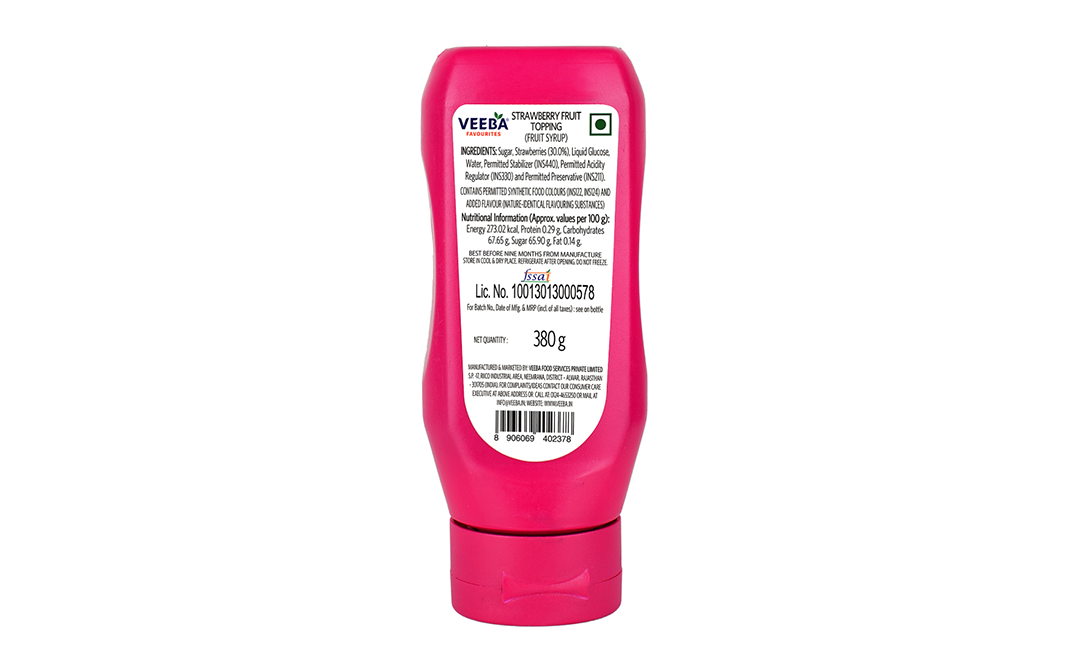 Veeba Strawberry Fruit Topping   Plastic Bottle  380 grams